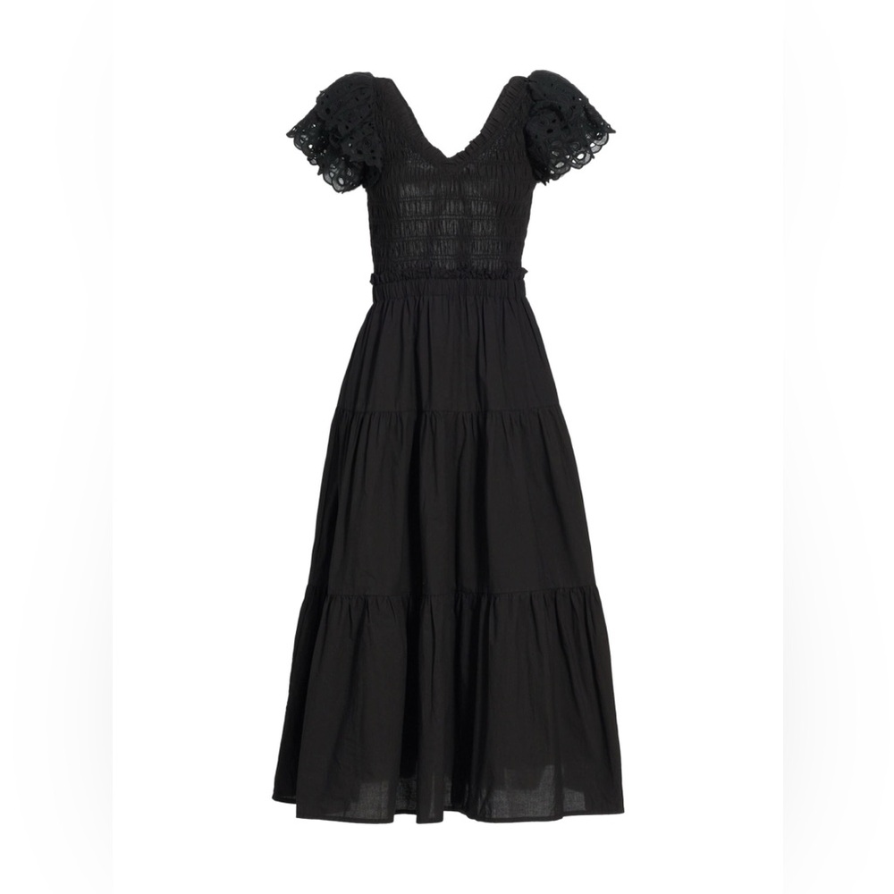 En Saison Amaya Cotton Black Midi-Dress Back Out, Medium